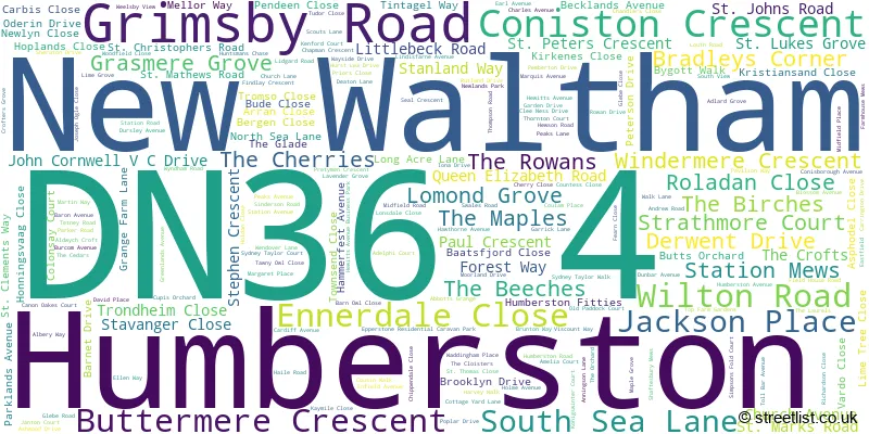 A word cloud for the DN36 4 postcode